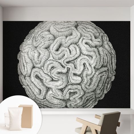 Papier peint intissé à motifs décoratifs pour salon chambre et bureau Décoration murale élégante avec colle Structure sphérique 152x104 cm (1/5)