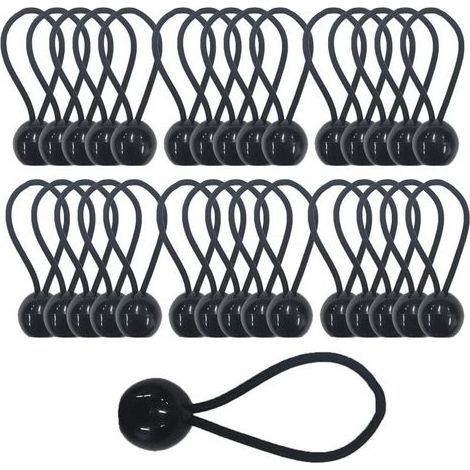 30pcs Tendeur Elastique avec Boule, Sandow Elastique, Tendeur Bache pour Bannière, Pavillon, Bâche, Camping, Tente, Rideaux Harnais d’Extension, Épaisseur 4mm Très Fort (1/5)