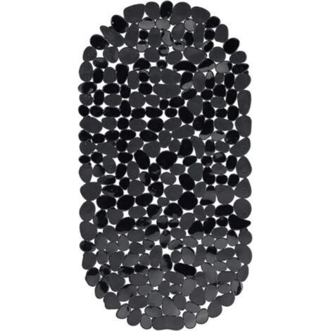 Tapis de bain effet pierre, antidérapant à ventouses, lavable, dimensions : 36 x 68 cm, noir (1/4)
