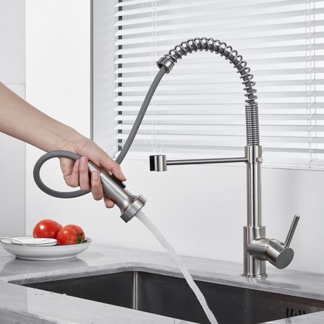 Mitigeur de Cuisine Américain – Ressort, Rétractable – Orientable à 360° – Pour Évier et Plan (1/3)