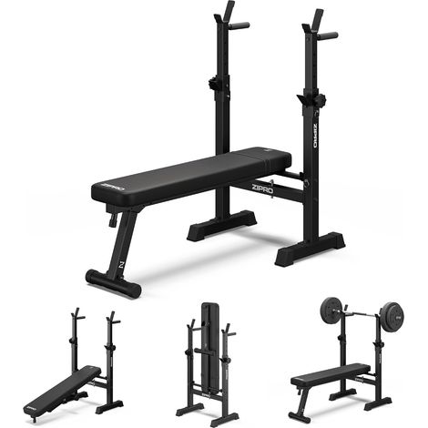 1 Banc de musculation pliable, supports réglables 7 niveaux, charge max 230 kg, rembourrage 6 cm pour home gym (1/5)