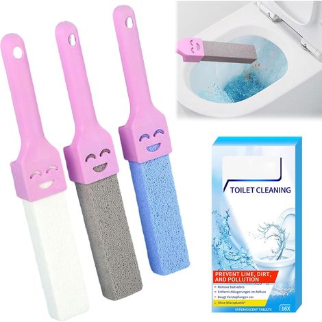 Brosse de Nettoyage en Pierre Ponce, 3 Pièces Brosse de Nettoyage Pierre Ponce WC, Pierres Ponc Toilette avec 3 Poignée, Poignée Réutilisable, pour Nettoyer Les Toilettes, Les Cuisines,Soins des Pied (1/5)