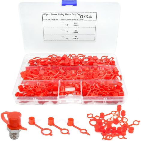 Lot de 150 capuchons de protection pour graisseurs M6, M8, M10, avec boîte de rangement, pour la plupart des voitures, motos (1/5)