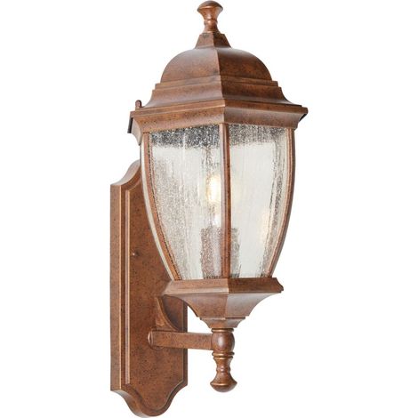 Litecraft Deonte Outdoor Wall Light IP44 Oversized Seeded Glass Lantern - Bronze (1/5)