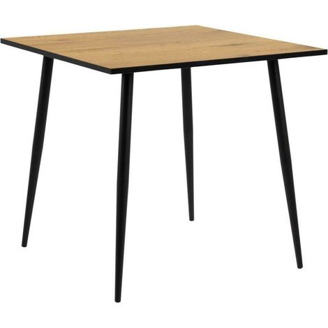Mesa Norsica 374, Roble salvaje + Negro, 75x80x80cm, MDF, Metal
