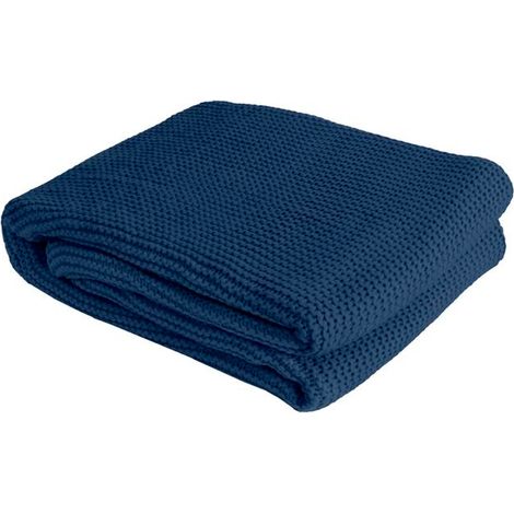 SACASA - Couverture plaid bleu saphir 130x170cm TRICOVA