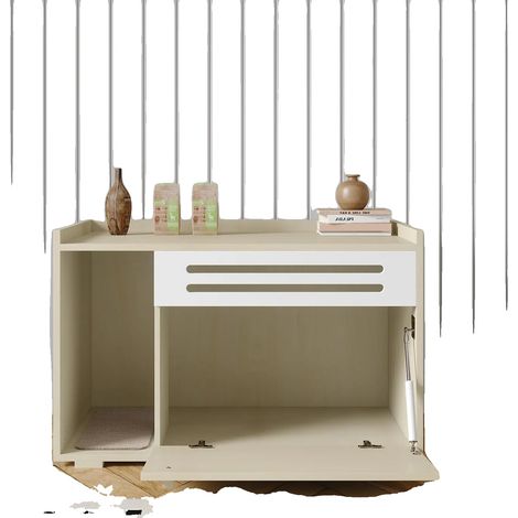 Katzentoiletten-Gehäuse, elegantes Design, leicht zu reinigen, aus Holz (1/2)