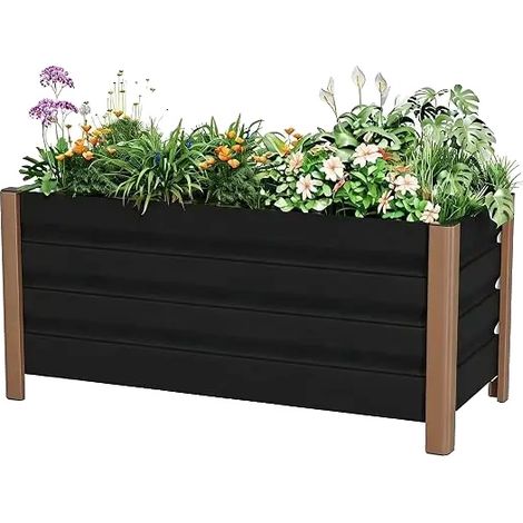 Fioriera, sistema di drenaggio integrato, design moderno, 100x40x45 cm BK (1/2)
