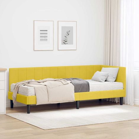 Struttura Letto Angolare con Materasso 2 pz Giallo Velluto vidaXL (1/5)