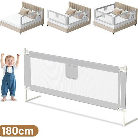 Wolketon Baby Bettgitter 180cm Einziehbare Babybettgitter Kinder Bettgitter Bettschutzgitter Höhenverstellbar Rausfallschutz für Bett