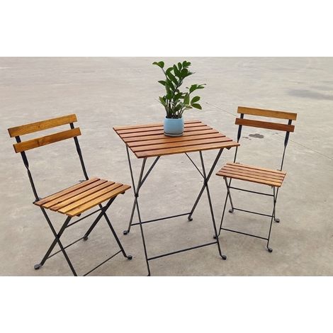 SET BISTRO TELFORD 55x54 cm TAVOLO E 2 SEDIE PIEGHEVOLI ACACIA