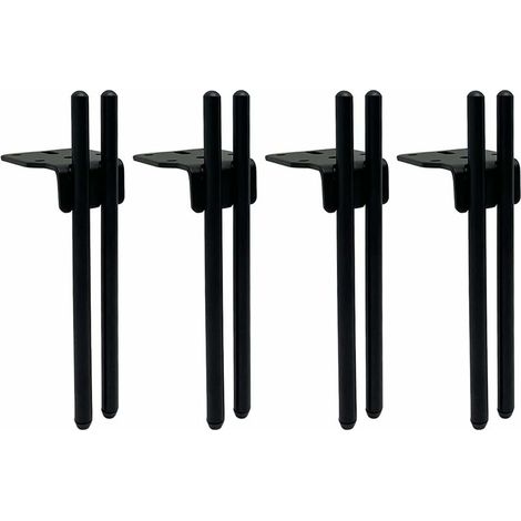 4 pièces Pieds de Support de Meubles Anti-dérapant et Silencieux Double pôle métal Pieds de Table canapé Pieds Pieds d'armoire Pieds de Table Basse,Noir,18cm (1/5)