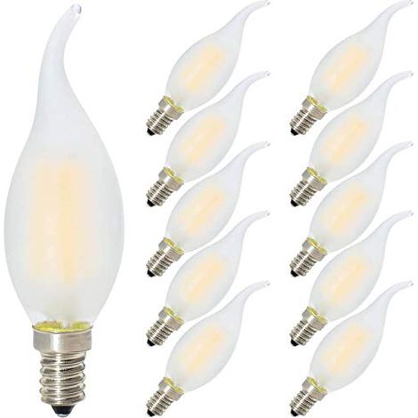 10 Pack E14 Filament LED 4W Ampoule Edison Retro C35 Lampe Vintage Dimmable Blanc Chaud 2700K 400LM Équivalent à Ampoule Incandescente de 40W Givré Ampoule Filament AC220V [Classe énergétique D] (1/5)