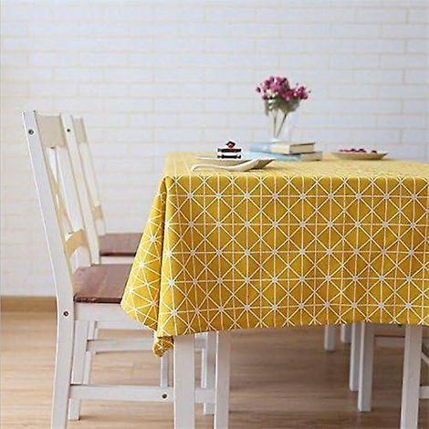 (jaune, 140140cm) Nappe Rectangulaire Imitation Coton Et Lin Nappe Style Simple Nappe Serg Rsistant  La Chaleur Et  L'humidit (1/5)