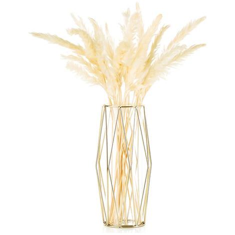 Vase – Goldglas – Geometrischer Metallsockel – Skandinavische Inneneinrichtung – Büro, Wohnzimmer, Hochzeit – 1 Stück (1/5)