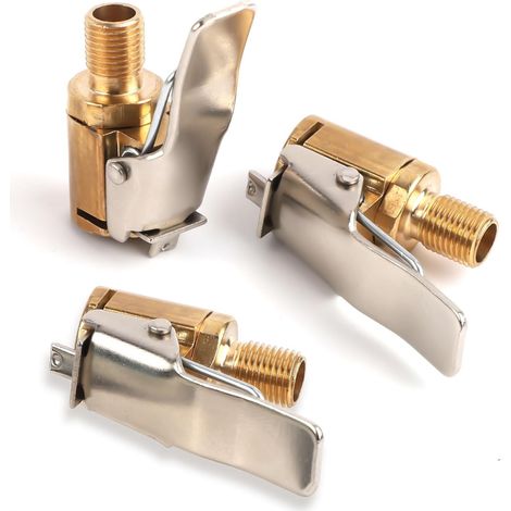 Gosknor 3pcs Mandrin à Air pour Pneu avec Adaptateur à Clip, Adaptateur de Buse Gonfleur Pneu Adaptateur de Mandrin d'air de Pneu avec Filetage de Valve de Pneu pour Pompe à Pneu Compresseur d'air (1/5)
