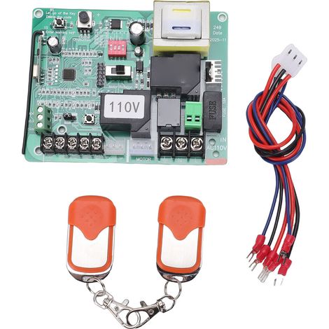 Kit de commande pour ouvre-portail coulissant, carte de circuit imprimé universelle pour porte électrique avec télécommande, pour usine, école et habitation (110 V). (1/5)