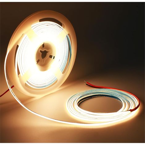 Ruban LED 12V COB, 3mm de large ultra fin, Bande 5M 384 LEDs/M Total 1920 LEDs Lumière Néon Blanc Chaud 3000K pour Fête, Comptoir, étagère, Décoration Intérieure (1/5)