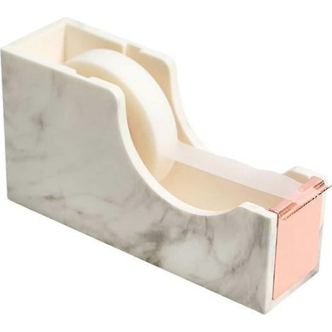 Distributeur de ruban adhésif de bureau, or rose, noyau en métal, texture marbre blanc, fournitures de bureau, 2,5 cm (or rose) (1/5)