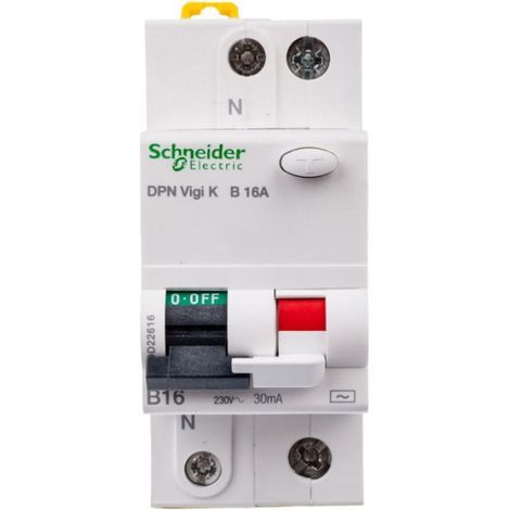Interruptor diferencial DPN K B 16A 1P+N 30MA 2M CA 6KA act 9 A9D22616