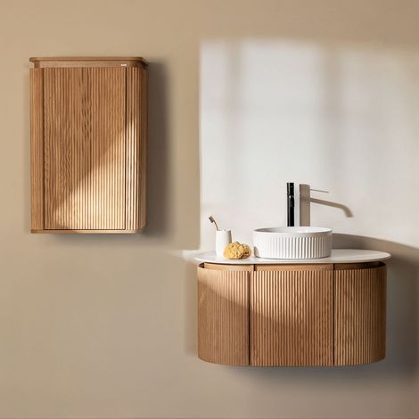 Conjunto de mueble de baño suspendido 90x50 cm en madera Carsone SKLUM