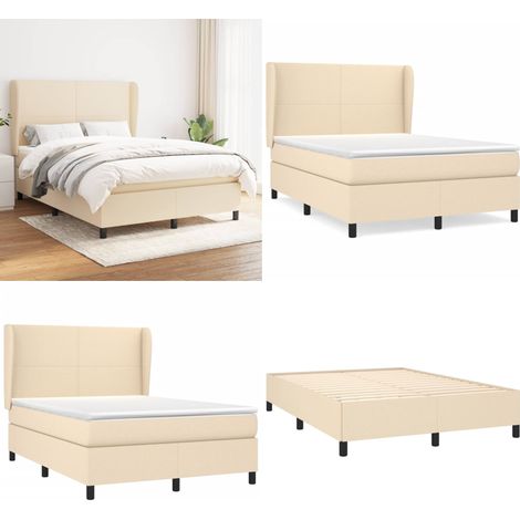 Boxspringbett mit Matratze Creme 140x200 cm Stoff - Boxspringbett - Doppelbett - Cremefarbenes Bett - Lattenrost - Massivholzbette - Home & Living (1/5)