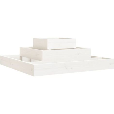 Pot de fleurs blanc, dimensions 80 x 80 x 27 cm, en pin massif