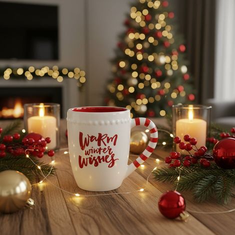 Tazza decorativa in ceramica con scritta natalizia da 480 ml -Jingle Bells (1/5)