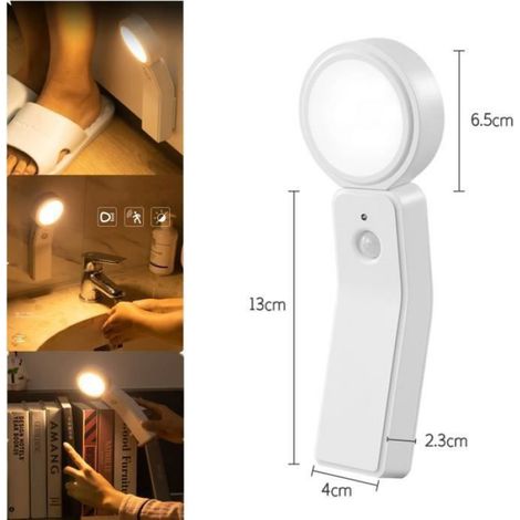 Veilleuse Led Adulte Lampe Detecteur De Mouvement Interieur Rechargeable 2000mAh Très Adaptée Aux Enfant Et BéBé (Lumière Chaude) (1/4)