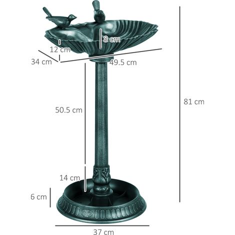 Bain d’oiseaux plastique 49,5×38×81cm antigel,bassin d’eau hivernal pour oiseaux sauvages,structure debout stable et pratique. (1/5)