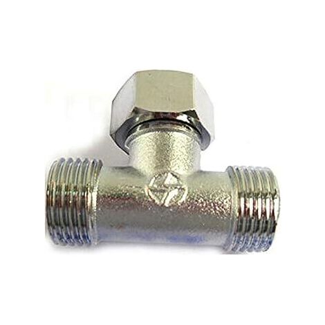 Fienow Connecteur de tuyau 3 voies 1/2" T en Cuivre, Argenté/Doré, 1 pièce, Diamètre 1,27 cm, Raccord tuyau, T-connector, Pour systèmes tuyauterie d'air, gaz, eau, argent - Type-B