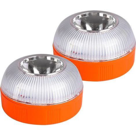 2PCS V16 Lampe Stroboscopique, Gyrophare V16 Base MagnéTique, Girophares Led Vehicule,Deux Modes LumièRe Clignotante/LumièRe Fixe,Pour L\'éClairage,Voitures Motos L\'Assistance RoutièRe (batterie) (1/5)