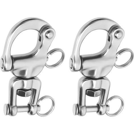 Lot de 2 manilles pivotantes robustes en acier inoxydable 316 pour voilier et spinnaker - 70 mm (1/5)