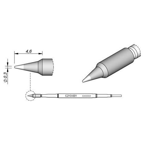 Cartucho Punta Conica 0,3mm T210 JBC