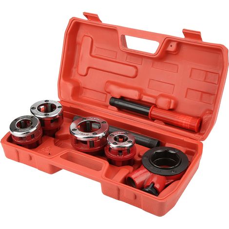 Kit 5 filières manuel plombier taraudage 1/2" 3/4" 1" 1-1/4" outil fileteur acier (02) (1/5)