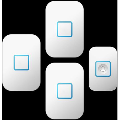 Sonnette sans fil extérieure étanche avec LED – Ensemble 3 récepteurs – Couleur blanche, portée longue pour maison