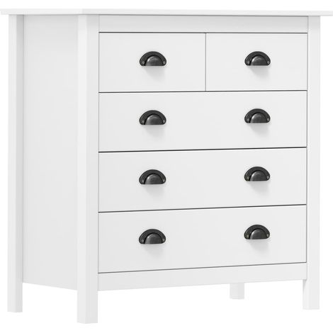 Credenza cassettiera cassettiera mobile contenitore organizer cucina soggiorno salotto Hill 79 x 40 x 80 cm legno massello di pino bianco 020035671