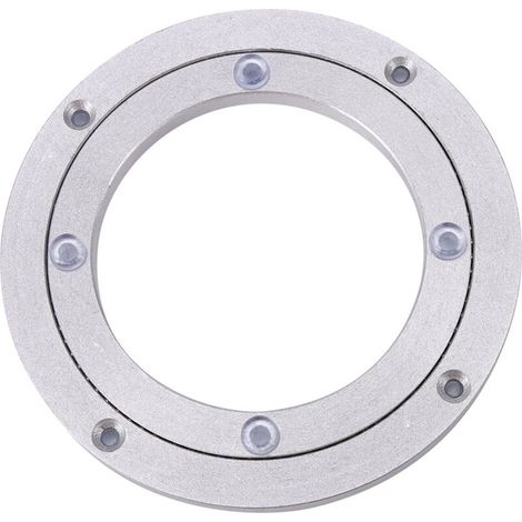 Roulement de bureau, plateau tournant universel de table ronde en alliage d'aluminium argenté, plaque à rouleaux rotative, pour la décoration de gâteaux (8 pouces  diamètre intérieur : 14,5 cm diamètr