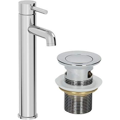 Modern Bathroom Tall Mono Basin Mixer Tap Single Lever Chrome