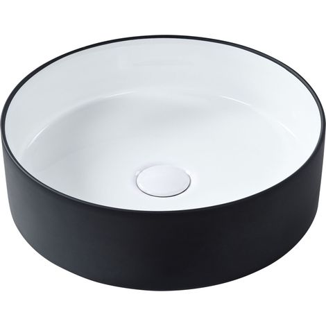 Countertop Basin TEBAR ⌀ 400 mm Ceramic Black/ White (1/5)
