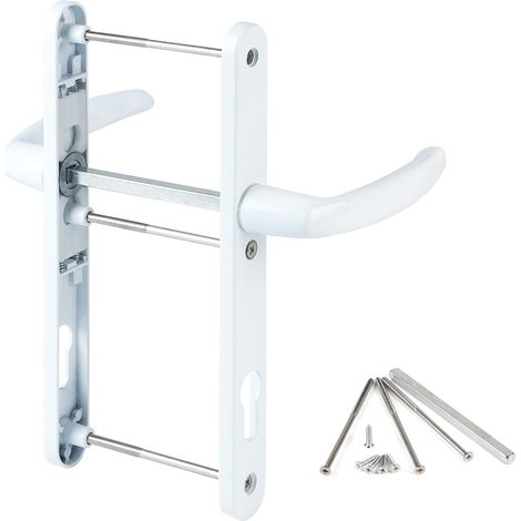 Poignée de porte 92 mm - Blanc - Accessoires de montage inclus - Aluminium - Longueur totale : 250 mm - Pour portes d'entrée, intérieures et de terrasse (1/5)