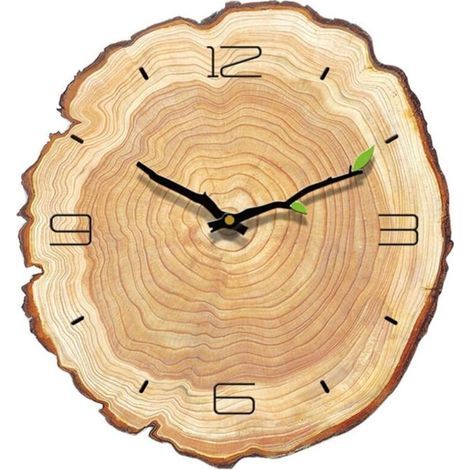 Rustikale Wanduhr aus Holz, Vintage-Uhr, runde Holzuhr fürs Wohnzimmer (1/5)