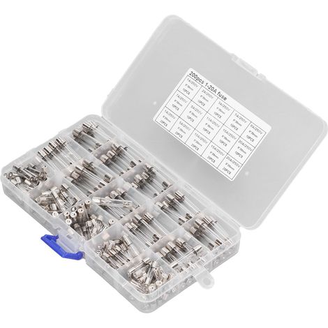 200-teiliges Sortiment an Glassicherungen für Pkw, Wohnmobile, Boote und Lkw (5 x 20 mm, 6 x 30 mm, 250 V) (1/5)