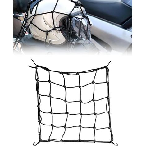 Reflective Anti-Lost Motorcycle Elastic Net 40 x 40 cm 1 Piece Heavy Duty with 6 Hooks for Helmet Luggage Scooter Quad Night Safety (1/5)