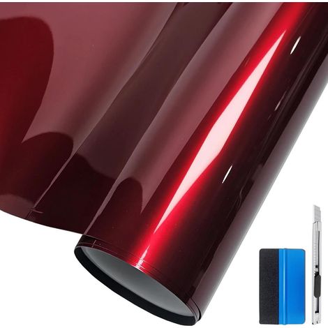 Hochglanz Vinylfolie Flüssigmetall Rot 30x150cm für Auto Motorrad DIY (1/5)