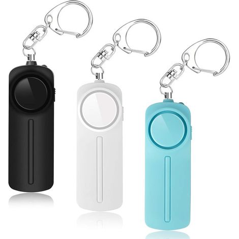 3-teiliges persönliches Alarmset, laute 130-dB-Sirene mit LED-Licht, Notfall-Schlüsselanhänger für Frauen, Männer, Kinder, Senioren und Jogger (1/5)