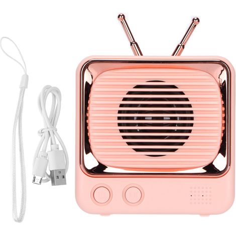 Mini-Bluetooth-Lautsprecher im Retro-Stil, tragbar, in Form eines Fernsehers – Pink
