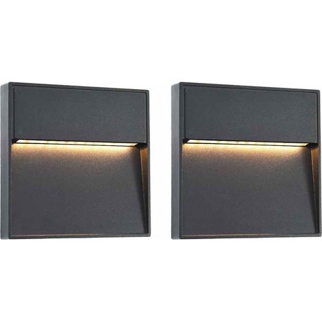 vidaXL Lámparas LED de pared para jardín 2 unidades cuadrada negra 3 W (1/5)