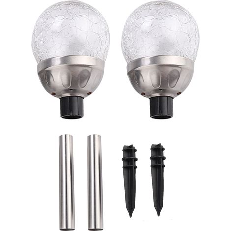 Stück wasserdichte, solarbetriebene LED-Gartenstecker mit rissigen, runden Kugeln