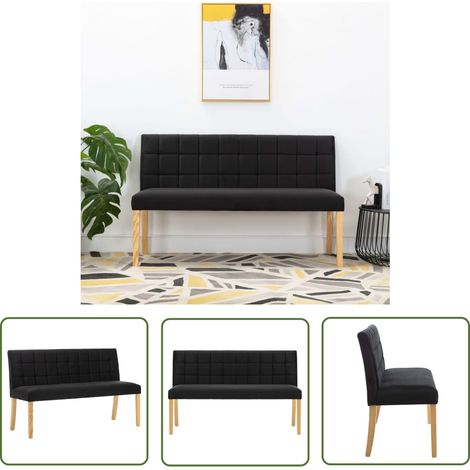 The Living Store Banc 140 cm Noir Velours - Banc Noir - Banc Velours - Meuble Salle À Manger - Mobilier Intérieur - Chaise Confortable (1/5)